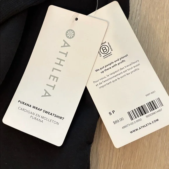 Athleta Purana Wrap Sweatshirt - Black sz s - Picture 5 of 5